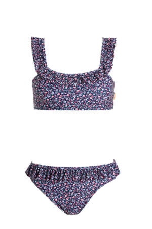crop bikini met rushes donkerblauw