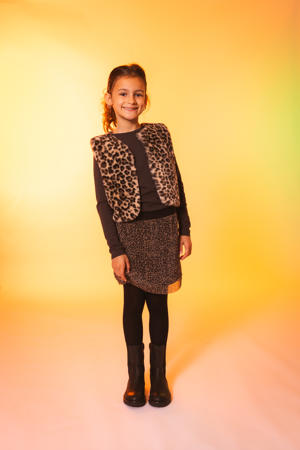 imitatiebont gilet ZOE met panterprint bruin/zwart