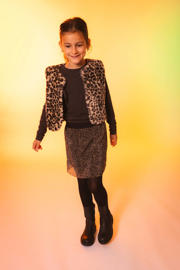 thumbnail: Bruin en zwarte meisjes Quapi x Monique Smit plissé rok gemaakt van polyester en met elastische tailleband