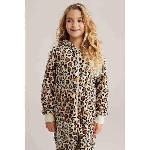WE Fashion fleece onesie panterprint Beige Dierenprint