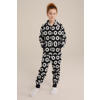 WE Fashion fleece onesie zwart/wit