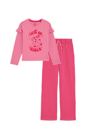 pyjama met ruches roze/fuchsia