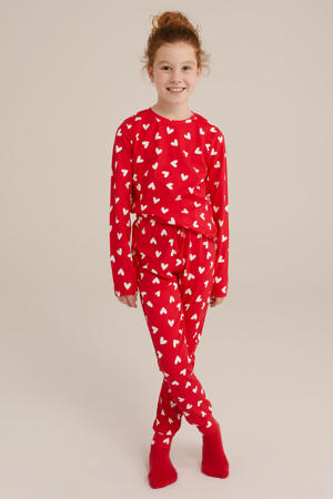 pyjama met hartjes print rood/wit
