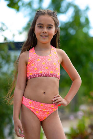 reversible crop bikini Inside Out oranje/roze
