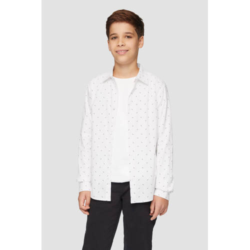 s.Oliver overhemd wit Jongens Stretchkatoen Klassieke kraag All over print