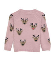 thumbnail: Roze meisjes s.Oliver kersttrui van katoen met lange mouwen, ronde hals en knoopsluiting