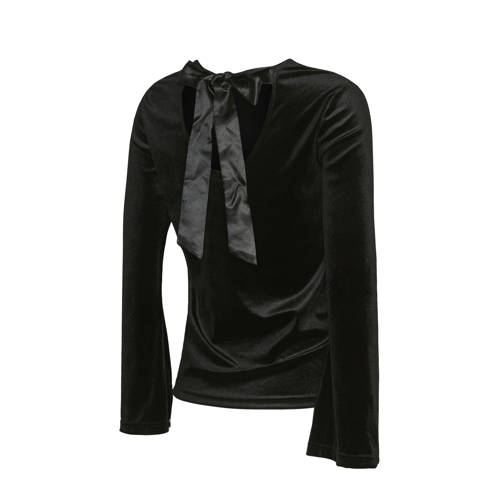 MAMALICIOUS zwangerschapstop met strik MLSANDRA zwart Dames Polyester Ronde hals