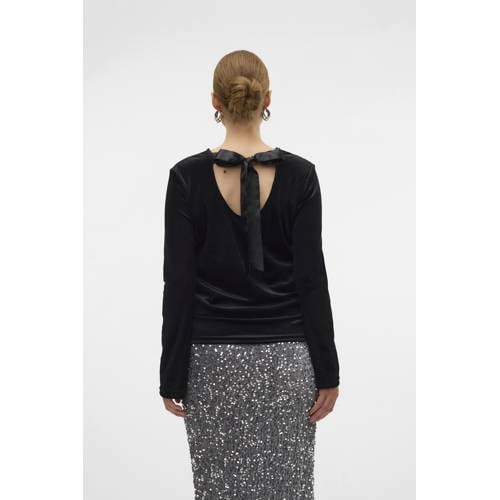 MAMALICIOUS zwangerschapstop met strik MLSANDRA zwart Dames Polyester Ronde hals