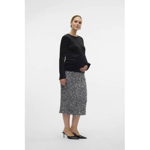 MAMALICIOUS zwangerschapsrok met pailletten MLGLITTER zilver Dames Polyester