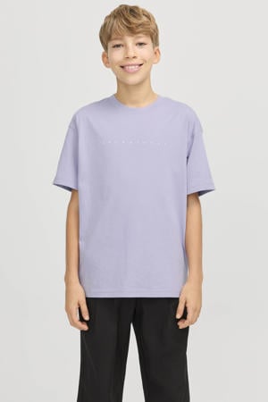 T-shirt JJESTAR met tekst lila