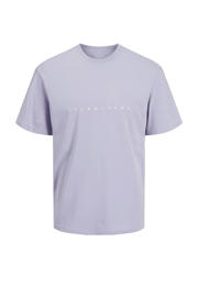 thumbnail: Lilakleurige jongens JACK & JONES JUNIOR T-shirt van katoen met tekst print, korte mouwen en ronde hals