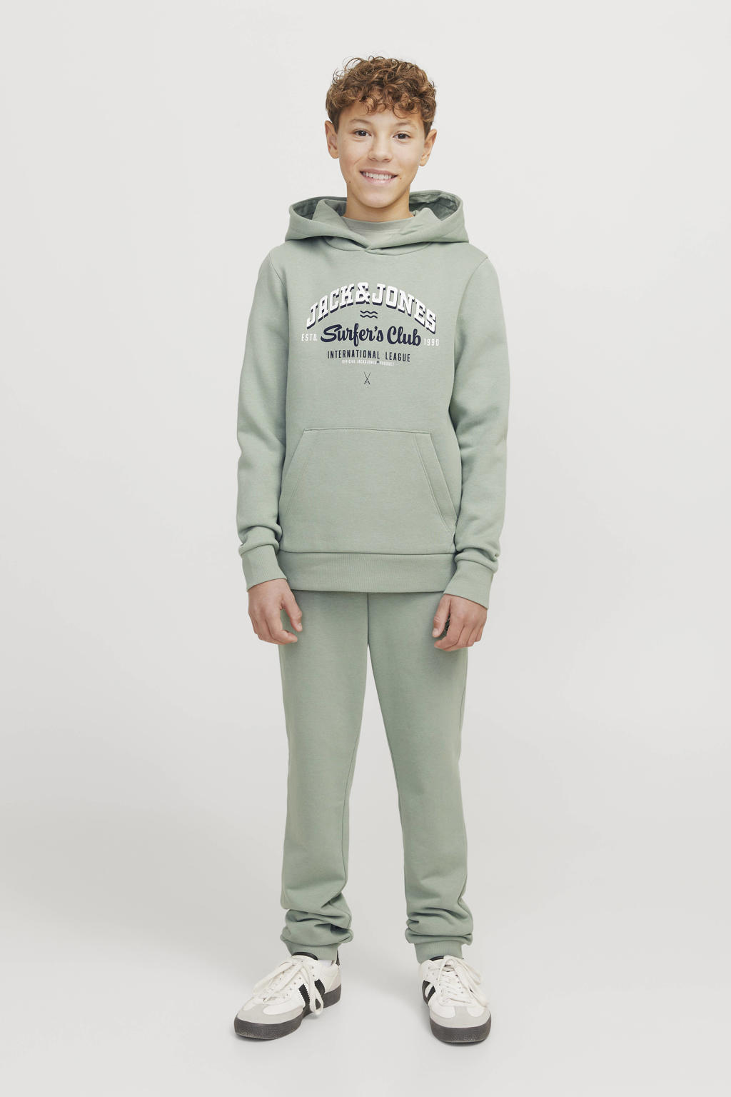JACK & JONES JUNIOR hoodie JJELOGO met logo zachtgroen
