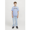 JACK & JONES JUNIOR T-shirt JJECALEB VARSITY met logo lichtblauw