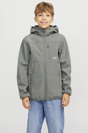 thumbnail: Groene jongens JACK & JONES JUNIOR softshell jas met effen, lange mouwen, capuchon en ritssluiting