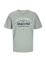 thumbnail: Groene jongens JACK & JONES JUNIOR T-shirt zachtgroen met logo dessin, korte mouwen en ronde hals
