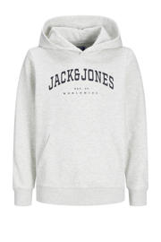 thumbnail: Witte jongens JACK & JONES JUNIOR hoodie melange van sweat materiaal met logo dessin, lange mouwen, capuchon en geribde boorden