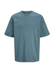 thumbnail: Blauwe jongens JACK & JONES JUNIOR T-shirt van katoen met effen, korte mouwen en ronde hals