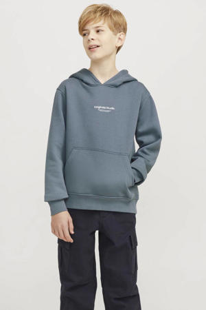 hoodie JORVESTERBRO met tekst staalgrijs