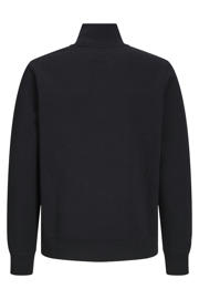 thumbnail: Zwarte jongens JACK & JONES JUNIOR sweater met effen, lange mouwen, opstaande kraag en halve rits