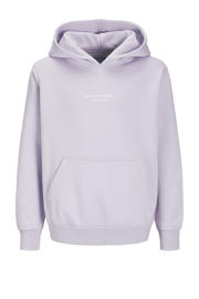 thumbnail: Lilakleurige jongens JACK & JONES JUNIOR hoodie van sweat materiaal met tekst print, lange mouwen en capuchon