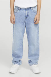 thumbnail: Light blue denim jongens JACK & JONES JUNIOR high waist relaxed fit jeans van denim met effen