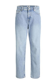thumbnail: Light blue denim jongens JACK & JONES JUNIOR relaxed high waist regular fit jeans van denim met rits- en knoopsluiting en effen