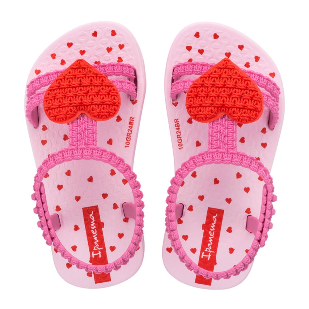 Roze en rode meisjes Ipanema My First Ipanema sandalen van rubber met drukknoop