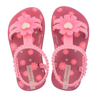 thumbnail: Roze meisjes Ipanema Daisy Baby sandalen van flexband met drukknoop en bloemenprint
