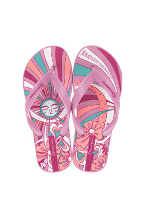 Classic  teenslippers roze/wit