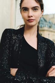 thumbnail: MANGO TEEN regular blazer blazer zwart pailletten