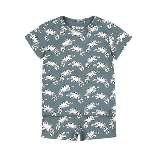 Dirkje shortama blauwgroen/ivoor Jongens Stretchkatoen Ronde hals All over print