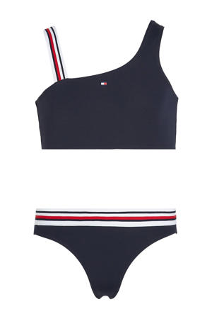 one shoulder bikini donkerblauw