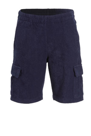 short van badstof donkerblauw