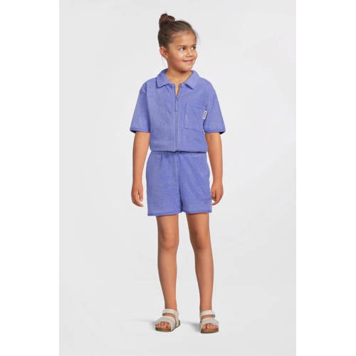 Me & My Monkey playsuit van badstof paars Meisjes Katoen Polokraag Logo