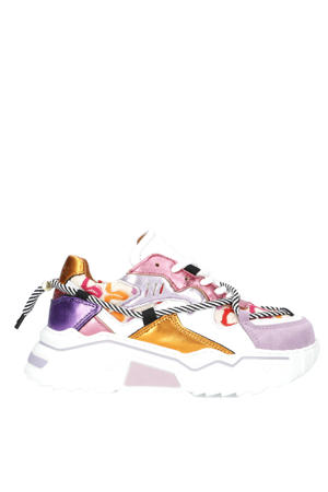 Jupiter chunky leren sneakers roze/lila