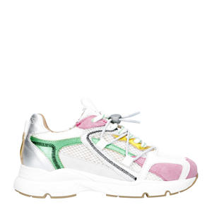 Isola  chunky leren sneakers roze/groen
