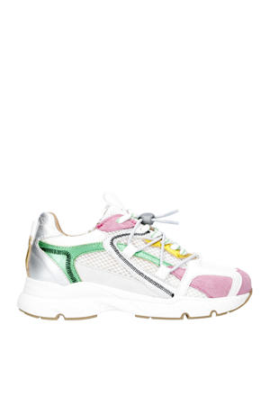 Isola  chunky leren sneakers roze/groen