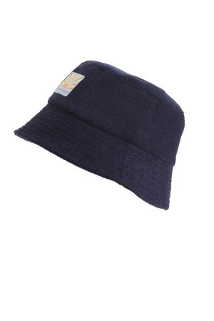 buckethat van badstof donkerblauw