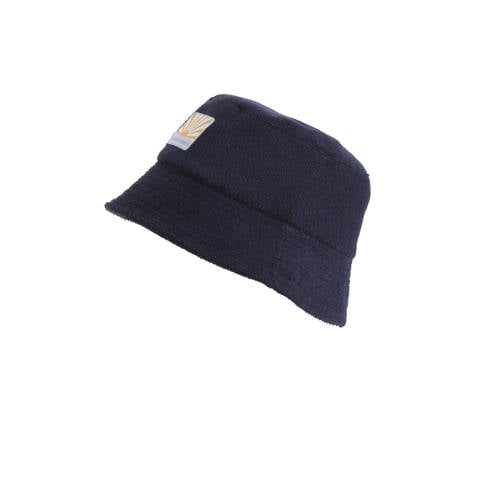 Me & My Monkey buckethat van badstof donkerblauw Hoed Jongens Katoen Logo