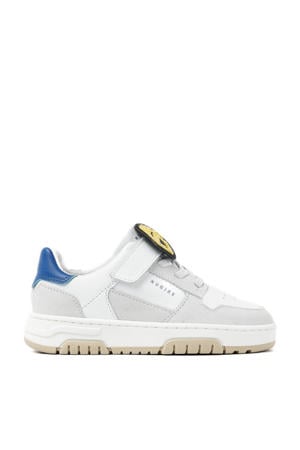 Basket Court Jr leren sneakers wit/blauw