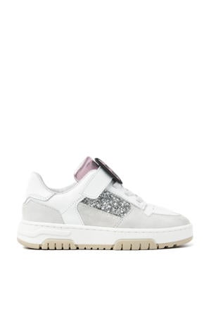 Basket Court Jr leren sneakers wit/zilver