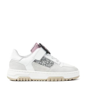 Basket Court Jr leren sneakers wit/zilver