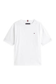 thumbnail: Witte jongens Tommy Hilfiger t-shirt van katoen met effen, korte mouwen en ronde hals