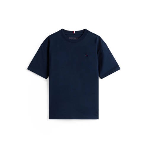 Tommy Hilfiger T-shirt marineblauw Jongens Katoen Ronde hals Effen - maat 140 afbeelding