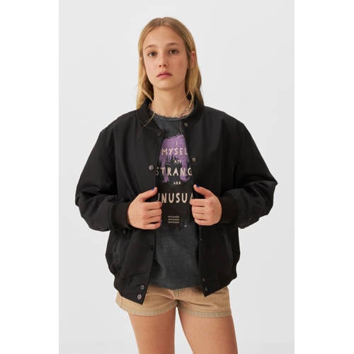 Coolcat jas Jane met printopdruk zwart Meisjes Polyester Ronde hals Printopdruk