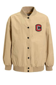 thumbnail: Beige jongens Coolcat jas Jimmy van polyester met printopdruk, lange mouwen, ronde hals en drukknoopsluiting
