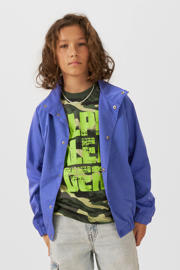 thumbnail: Paarse jongens Coolcat Jas Rico van polyester met backprint, lange mouwen, opstaande kraag en drukknoopsluiting