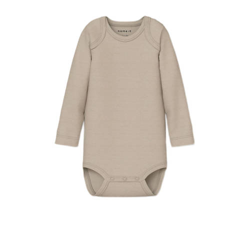 NAME IT BABY romper NBNBODY - set van 2 zand/ecru Beige Jongens Katoen Ronde hals