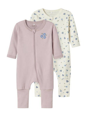 pyjama NBFNIGHTSUIT - roze/ecru (set van 2)