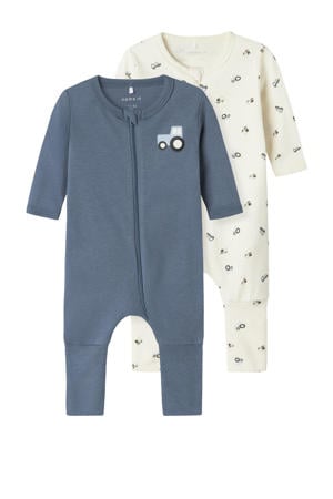 pyjama NBMNIGHTSUIT - blauw/ecru (set van 2)